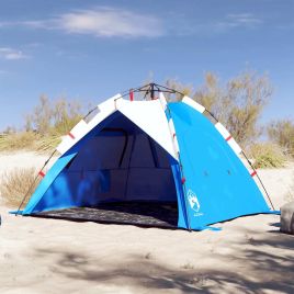 Beach Tent 3-Person Azure Blue Quick Release Waterproof - vid-4005314