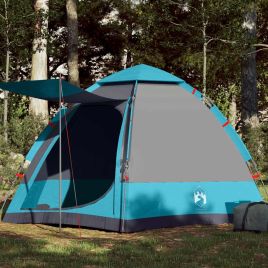 Camping Tent Cabin 4-Person Blue Quick Release - vid-4005336