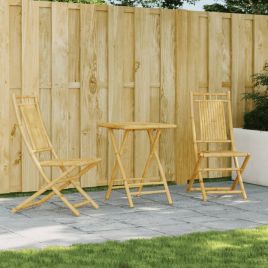 3 Piece Bistro Set Bamboo - vid-3278525