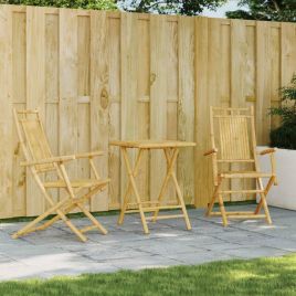 3 Piece Bistro Set Bamboo - vid-3278526