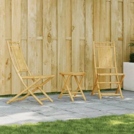 3 Piece Bistro Set Bamboo - vid-3278531