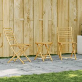 3 Piece Bistro Set Bamboo - vid-3278533