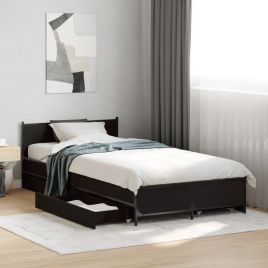 Bedframe with Drawers Black 90x190cm Single