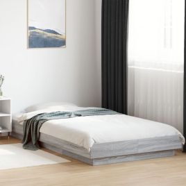 Bedframe with LED Lights Grey Sonoma 100x200cm