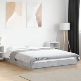 Bedframe with LED Lights Concrete Grey 120x190cm