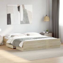 Bedframe with Drawers Sonoma Oak 180x200cm Super King