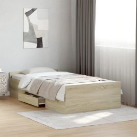 Bedframe with Drawers Sonoma Oak 90x200cm