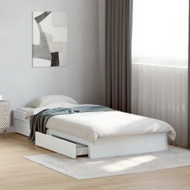 Bedframe with Drawers White 100x200cm