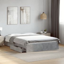 Bedframe with Drawers Concrete Grey 135x190cm Double