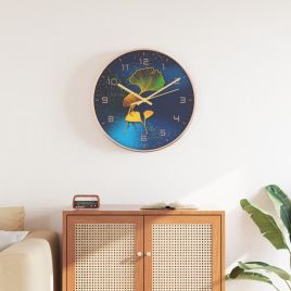 Wall Clock Gold and Blue 29.5 cm Polystyrene and Glass