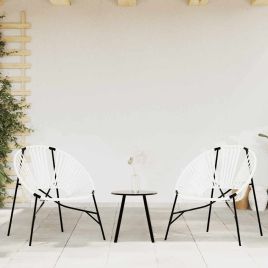 NAVALE Garden Chair Set 3 pcs and White Poly Rattan - Black