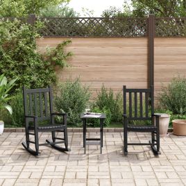 Rocking Chairs for Children 2 pcs Black Solid Wood Poplar - vid-3281594