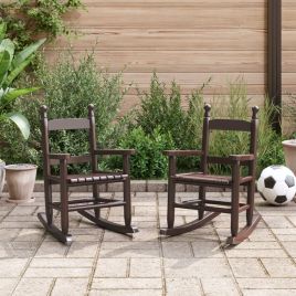 Rocking Chairs for Children 2 Pieces Brown Solid Wood Poplar