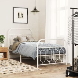 Metal Bedframe with Footboard White 90x200cm