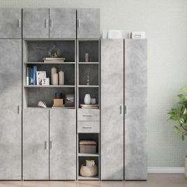 Slim Storage Cabinet Concrete Grey 30x42.5x225 cm Engineered Wood