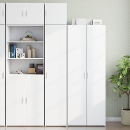 Slim Storage Cabinet White 40x42.5x225 cm Engineered Wood - vid-3281273
