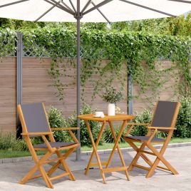 3 Piece Bistro Set Anthracite Fabric and Solid Wood - vid-3281857