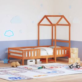 Bedframe with Roof Wax Brown 80x200cm