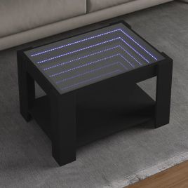 Coffee Table with LED Black 73x53x45 cm Engineered Wood