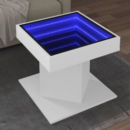 Coffee Table with LED White 50x50x45 cm Engineered Wood