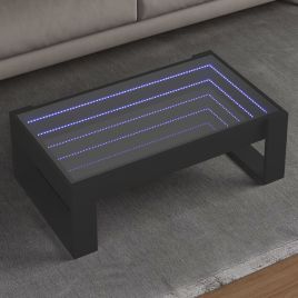 Coffee Table with Infinity LED Black 90x53x30 cm