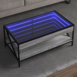 Coffee Table with Infinity LED Grey Sonoma 90x50x38 cm