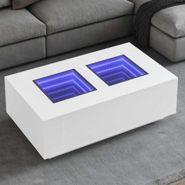 Coffee Table with Infinity LED White 116x69x40 cm