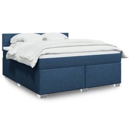 Box Spring Bed with Mattress Blue 180x200cm Fabric