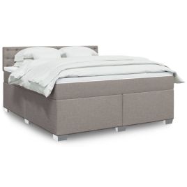 Box Spring Bed with Mattress Taupe 180x200cm Fabric