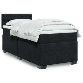 Box Spring Bed with Mattress Black 80x200cm Velvet