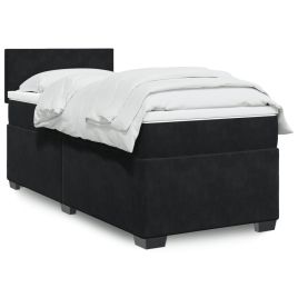 Box Spring Bed with Mattress Black 90x190cm Velvet