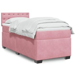Box Spring Bed with Mattress Pink 90x190cm Velvet