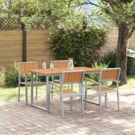 CLEFORD Garden Dining Set 5 pcs Solid Acacia Wood - Grey