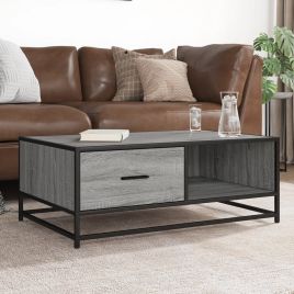 Coffee Table Grey Sonoma 90x57x35 cm Engineered Wood and Metal