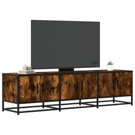 TV Cabinet Smoked Oak 150x35x41 cm Engineered Wood and Metal