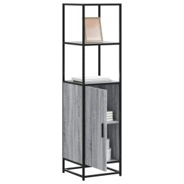 Highboard Grey Sonoma 35.5x35x139 cm Engineered Wood and Metal