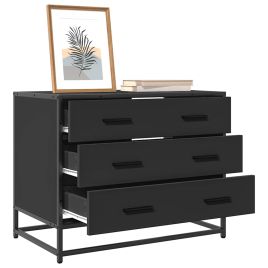 OKWAR Black Chest of Drawers - Medium-sized, 3 Drawers
