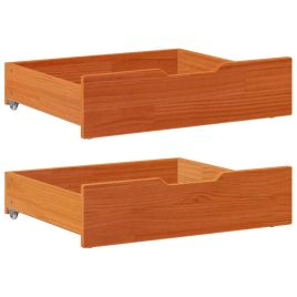 Under-Bed Drawers 2 pcs Wax Brown 75x55x17 cm Solid Wood Pine