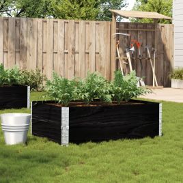 Garden Planter Black 120x80 cm Solid Wood Pine - vid-3295848
