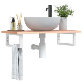 Basin Shelf Wall Mounted Steel and Solid Wood Oak
