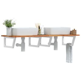 Basin Shelf Wall Mounted Steel and Solid Wood Acacia