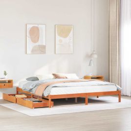 Bedframe Wax Brown 180x200cm Super King Solid Wood Pine