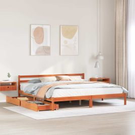 Bedframe Wax Brown 180x200cm Super King Solid Wood Pine