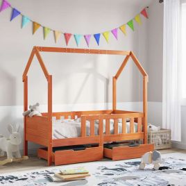 Kids Bedframe with Drawers 80x160cm Solid Wood