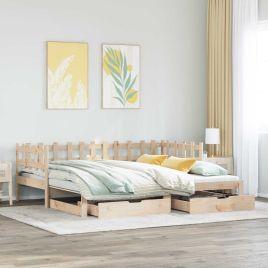 Daybed with Trundle and Drawers 90x200cm