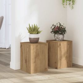 BEOAK Plant Stands 2 pcs Artisan 25x25x35 cm Wooden - Oak