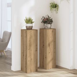 BEOAK Plant Stand 2pcs Artisan 25x25x80 cm Wooden - Oak