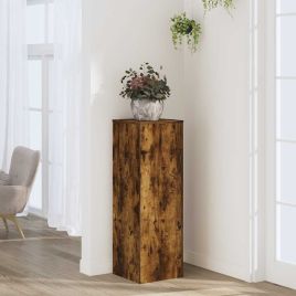 BEOAK Plant Stand Smoked 33x33x100 cm Wooden - Oak