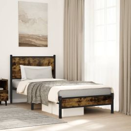 Metal Bedframe Smoked Oak 80x200cm