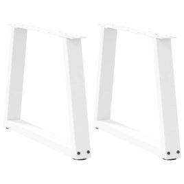 Dining Table Legs V-Shape 2 pcs White 50x(42-43.3) cm Steel